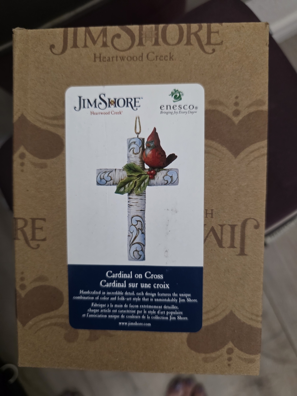 Jim Shore Cardinal on Cross Figurine - Red, White, Green
